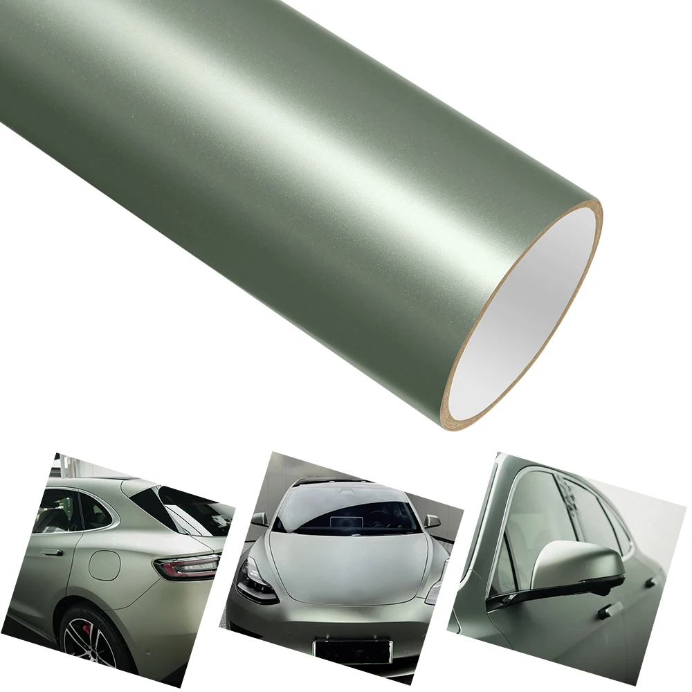

PET Matte Green Grey Car Vinyl Film Auto Decal With Air Release Technology Self Adhesive Creative Car Body Decoration Sticker