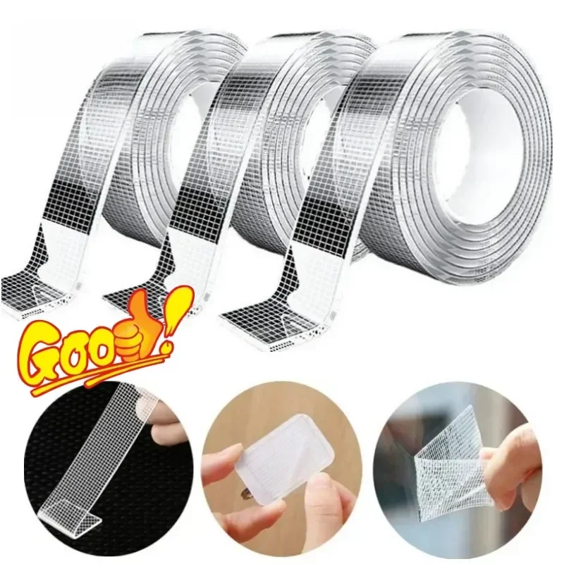 3M New Double-sided Adhesive Nano Tape Reusable No Trace Waterproof Ultra-strong Wall Tape Strip Heavy-duty Clear Mounting Tape