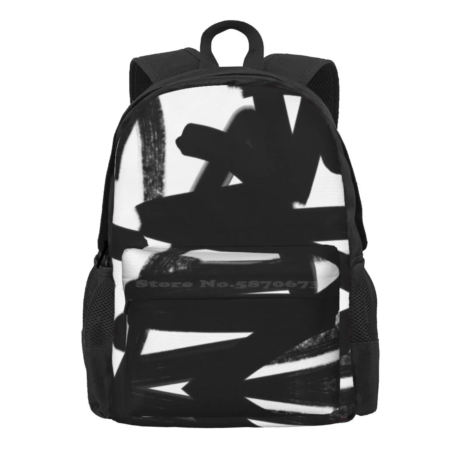 Thinking Out Loud Hot Sale Schoolbag Backpack Fashion Bags Black And White Abstract Raw Paint Brush Strokes Paint Strokes