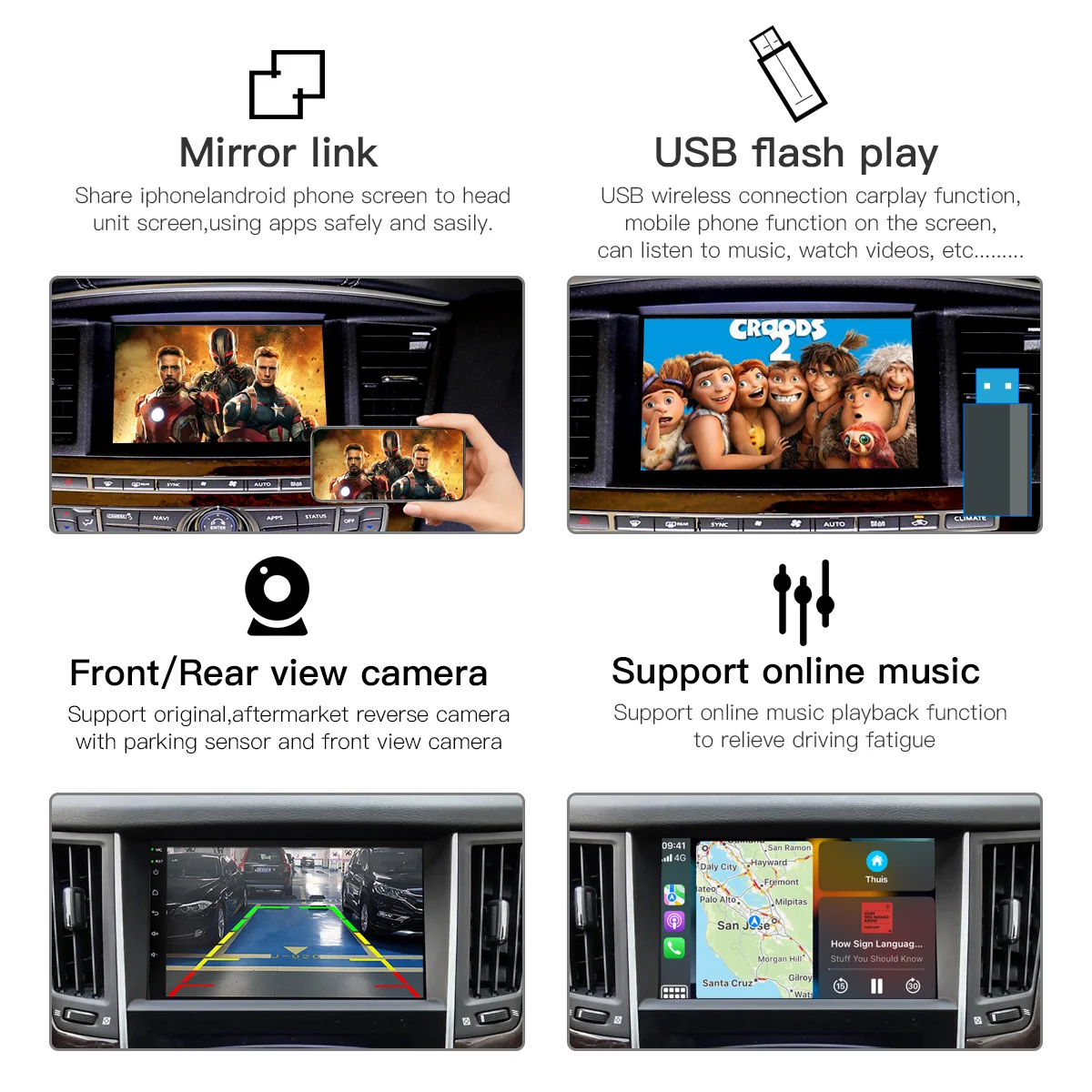 Wireless Carplay Android Auto Module For Infiniti G37 Q50 Q50L Q70 Qx30 Qx50 Qx60 QX80 Car Play 2015-2018 Year