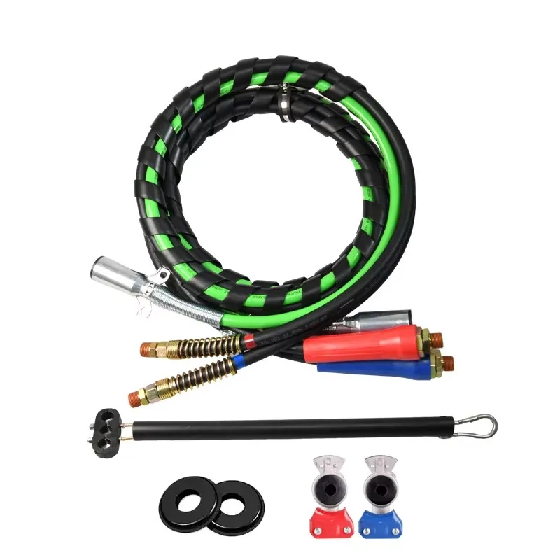 

3-In-1 air hose kit for semi-trucks includes ABS 7-way cable and rubber air line wraps for tractor trailers
