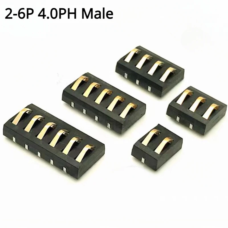 10 sets Spring Compression Contact 4.0 MM Pitch 2 3 4 5 6 Pin Male Female Connector Surface Mount Battery Reflow Solder PCB