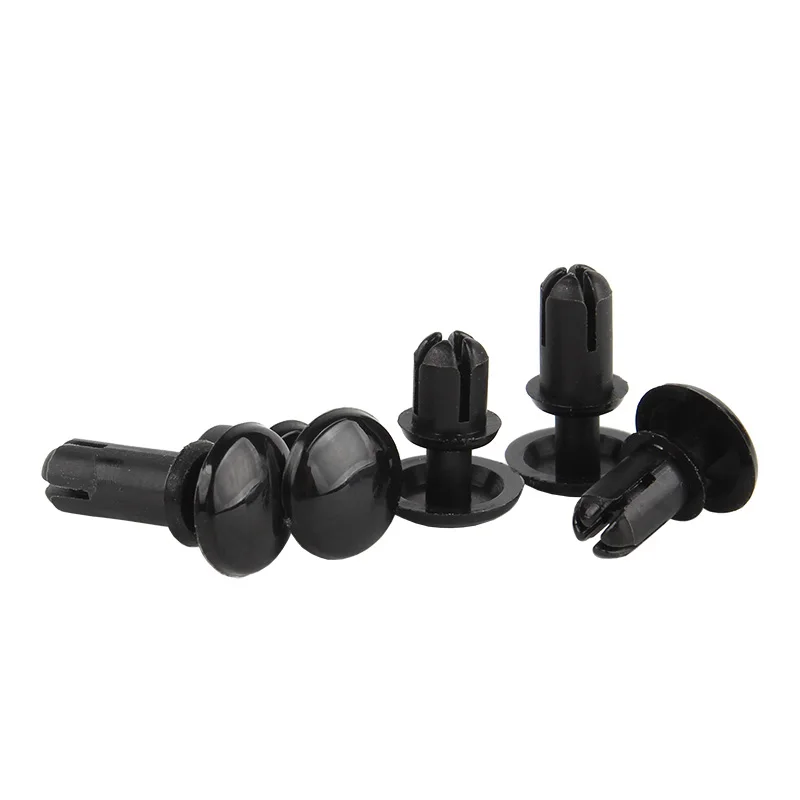 50/100/200 Buah R2024-R4070 Tombol Penekan Paku Keling Nilon Hitam Plastik Tipe R Paku Keling Ekspansi Papan PC Pengencang Wanita Plastik