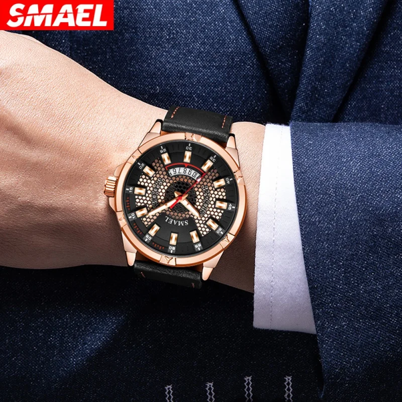 Smael Men's Simplicity Casual Business Quartz Watch Multi-Function Luminous Waterproof Wrist Watch for Men