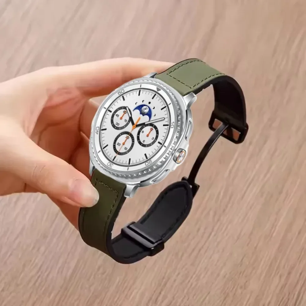 Silikon + Lederarmband für Samsung Galaxy Watch 8 44 mm 40 mm Classic 46 mm Magnetband für Galaxy Watch Ultra 2025 47 mm Correa