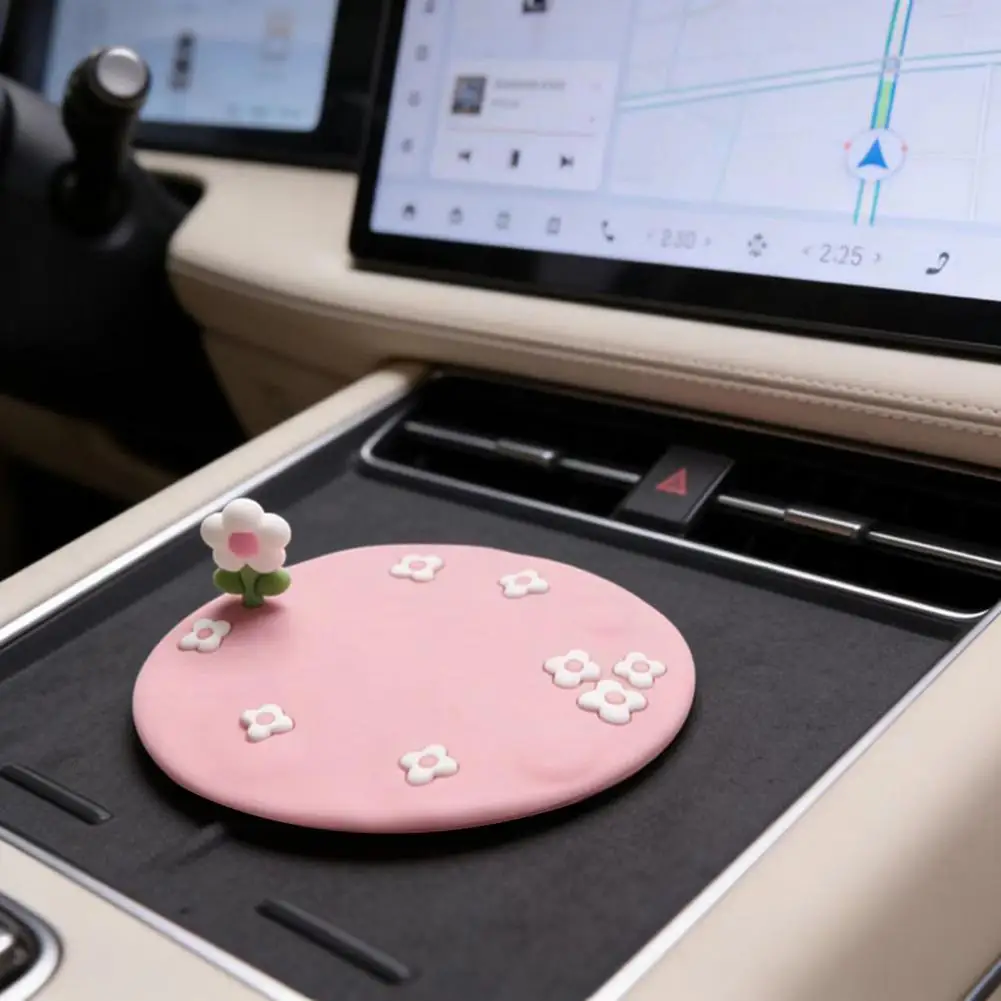 Cartoon Flower CarCoaster Heat-Resistant Washable Cup Mat For Vehicle Interior Cute Dashboard Decor For Cup Holders School Desk