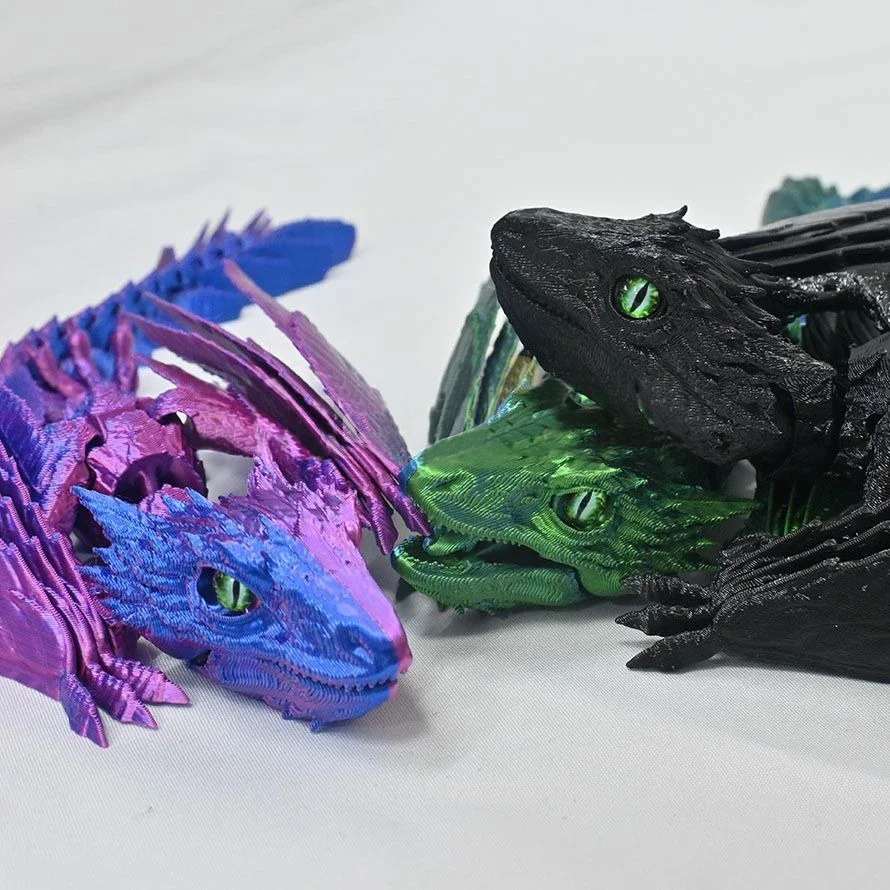 Dynamic 3D Printed Dragon Eggs Fidget Toys 3D Printed Articulated Dragon, Posable Flexible Crystal Dragon Toys for Autism