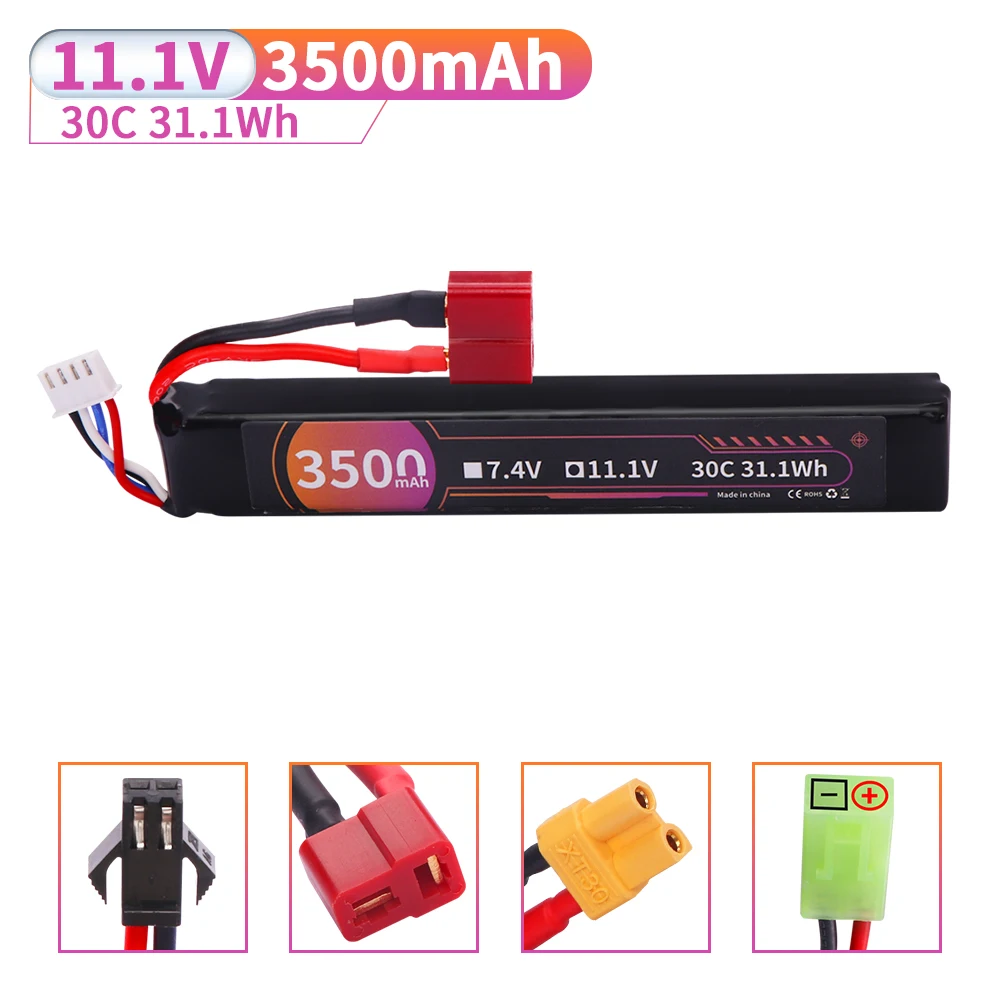 5020120 11.1V 3500mAh Water Gun upgrade LiPo Battery For Airsoft BB Air Pistol Electric Toys Gun Parts T/XT30/Small Tamiya Plug