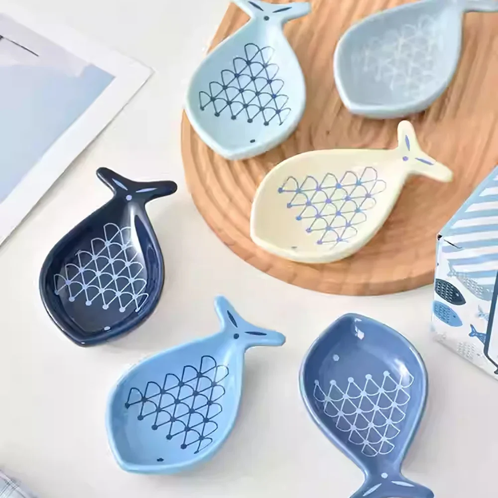 Creative Cute Fish Shape Ceramic Dish Korean Style Ins Hotel Restaurant Homehold Dinnerware Barbecue Sauce Condiment Dishes