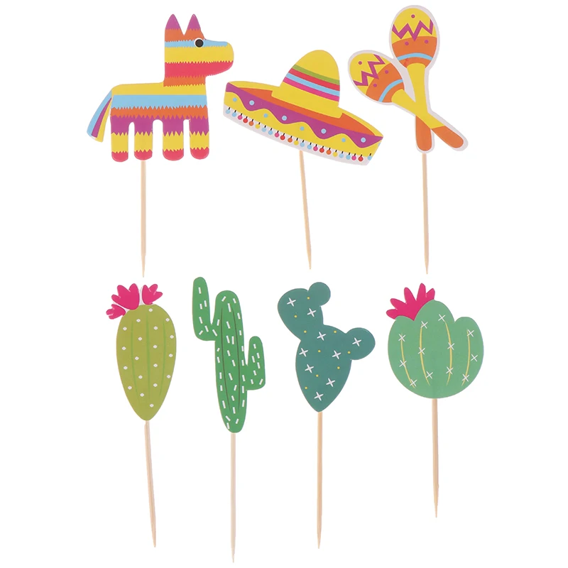 Alpaca Cake topper Mexican Cactus Cake Insert Decoration Cake Inserts Card