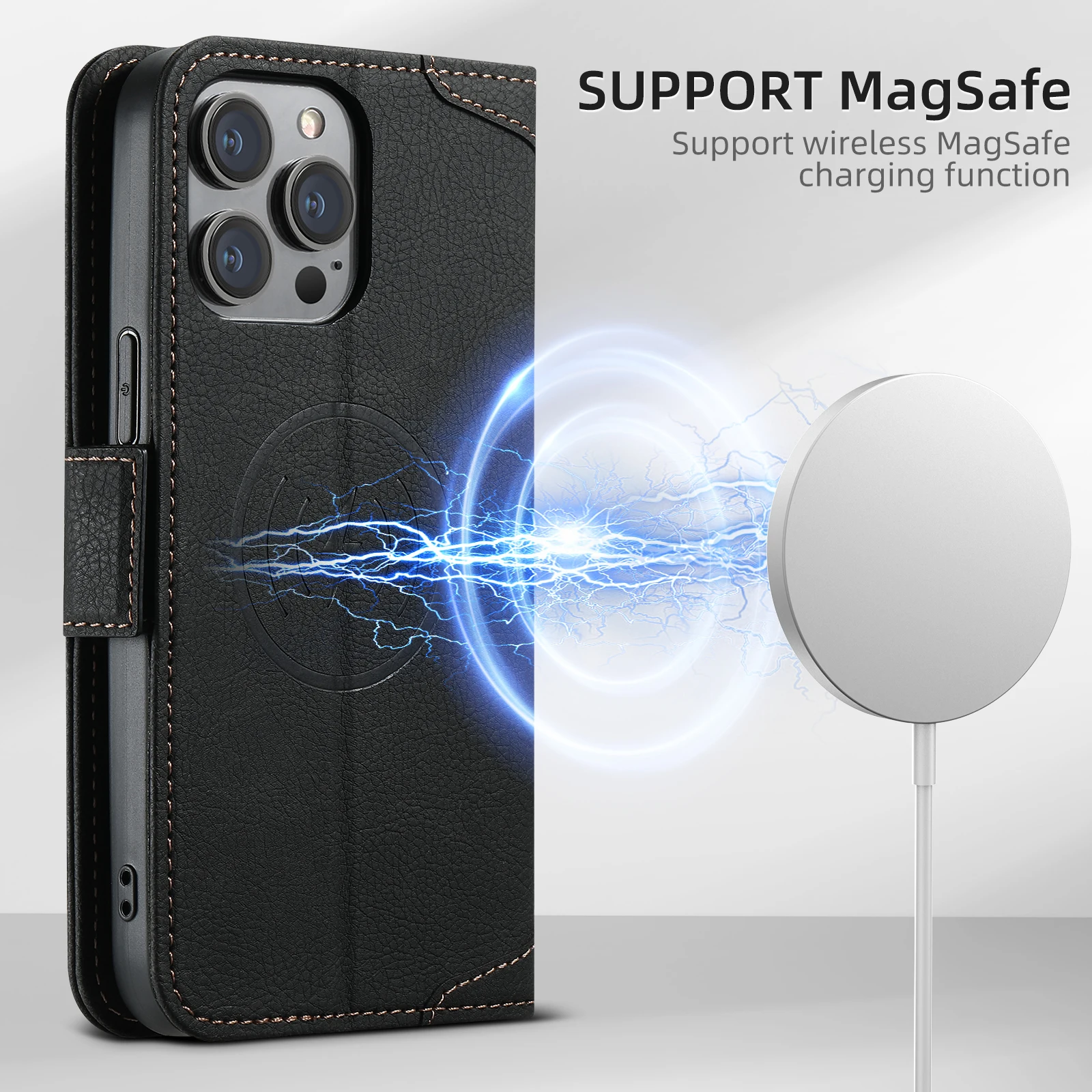 Kartenhalter-Brieftasche Flip-Cover Handyhülle Kompatibel mit Magnetischem Kabellosen Laden für iPhone 18 Pro Max 17 Air 16 Plus 15 14 – Detail 16