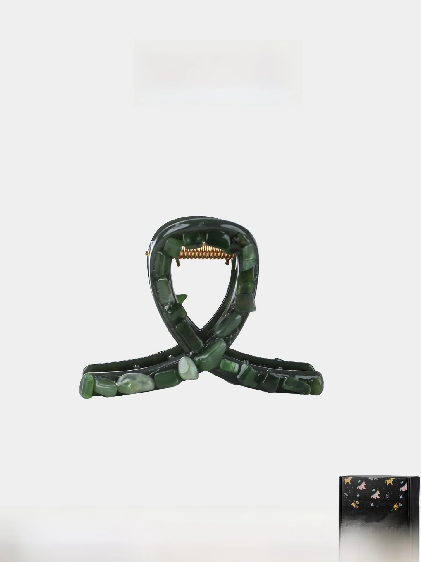 l9000-グリーンナチュラルペブル-大きめヘアクリップ-レディース-後頭部用ヘアクリップ-おしゃれなホワイトシャーククリップ-ヘアアクセサリー