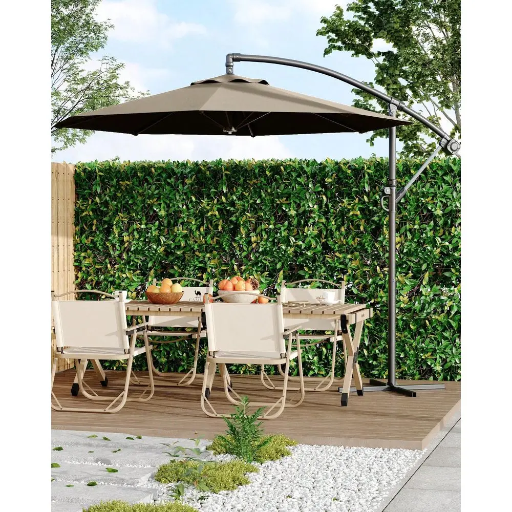 

Hanging Cantilever Umbrella, Offset Patio Umbrella Outdoor Sun Shade With Easy Tilt Adjustment, 8 Ribs, UV Protection For Backy