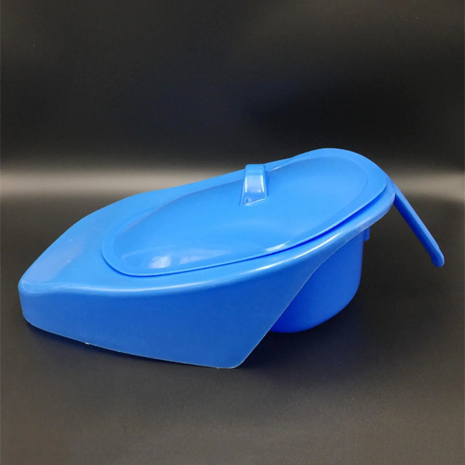 Blue Bedpan Bed Pan with Lid Handle for Bedridden Patient Women Men