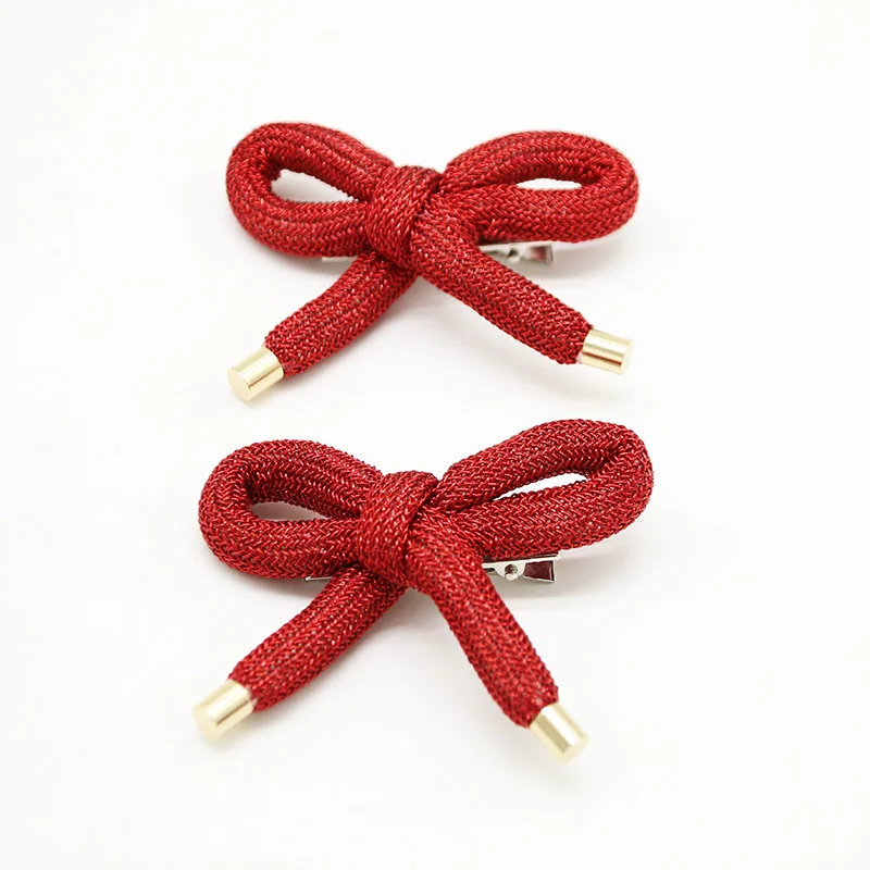 A  New Hemp rope weaving Cute Creative Classic All-match Small Bowknot Girl Hair Clips Kids Hairpins Children Hair Accessories