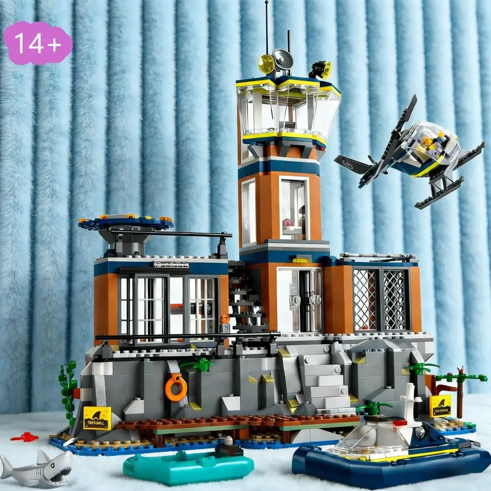 

Набор для сборки полицейского участка, вертолета, морской тюрьмы и острова 2026, совместимый с наборами 60419, серия City, конструктор, подарок для детей