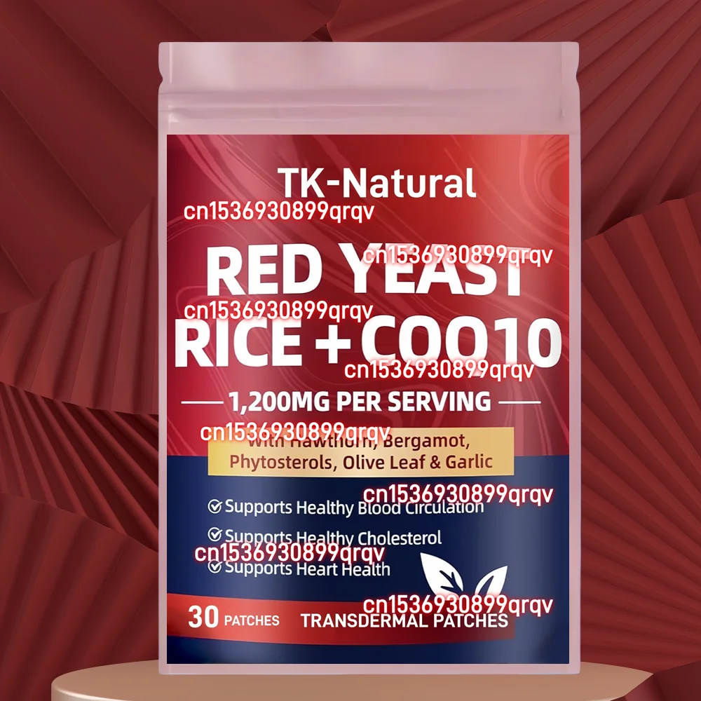 

30 Patches Red Yeast Rice Transdermal Patches with CoQ10 Vitamin C; D3; K2 Advanced Heart Health & Healthy