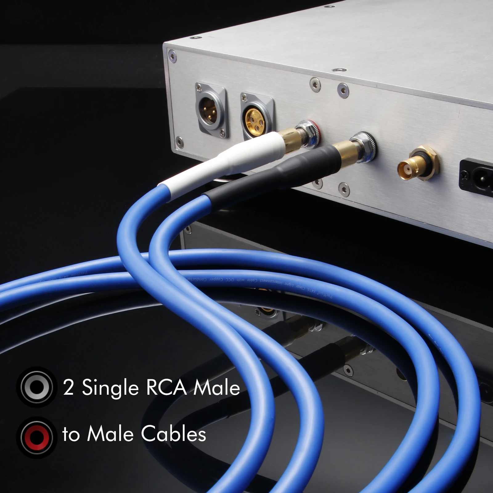 Pair RCA Signal cable clear blue Double Lotus RCA audio line With Silver Plated 2RCA to2RCA Audio Interconnect Cable