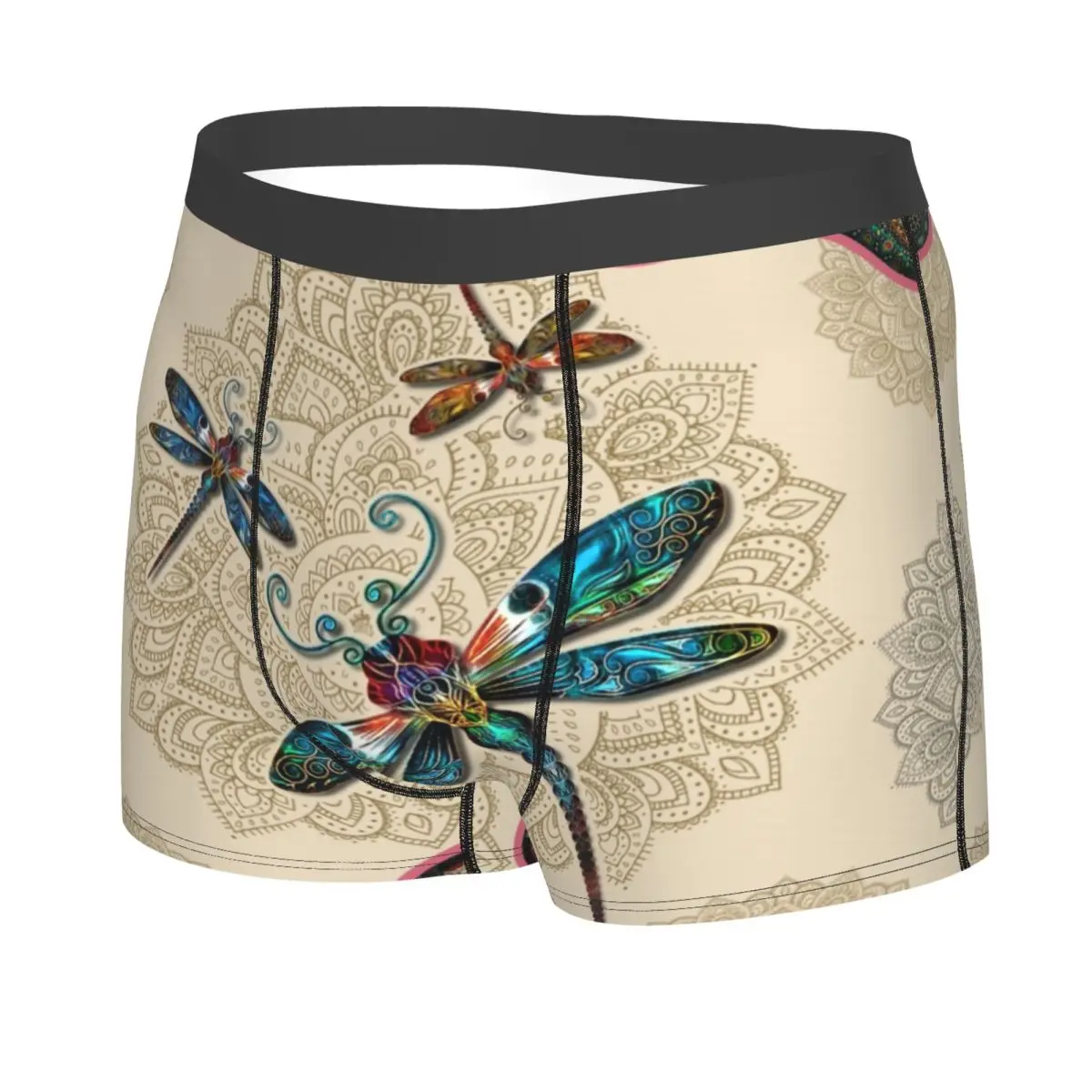 Custom Dragonfly Vintage Mandala Underwear Men Stretch Boxer Briefs