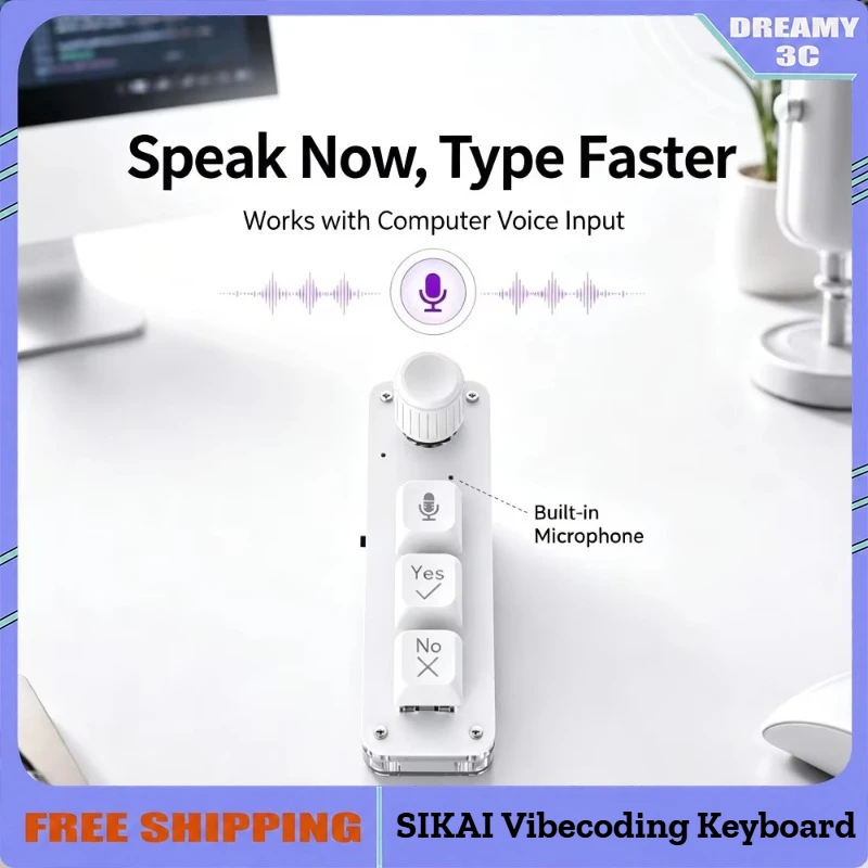 SIKAI Vibecoding Keyboard Wireless Voice Input Customized with Multifunction Knob Built-in Microphone Codex Mechanical Keyboard