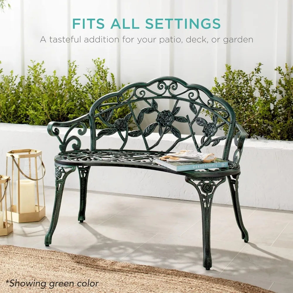 Outdoor Bench Steel Garden Patio Porch Loveseat Furniture, Customized