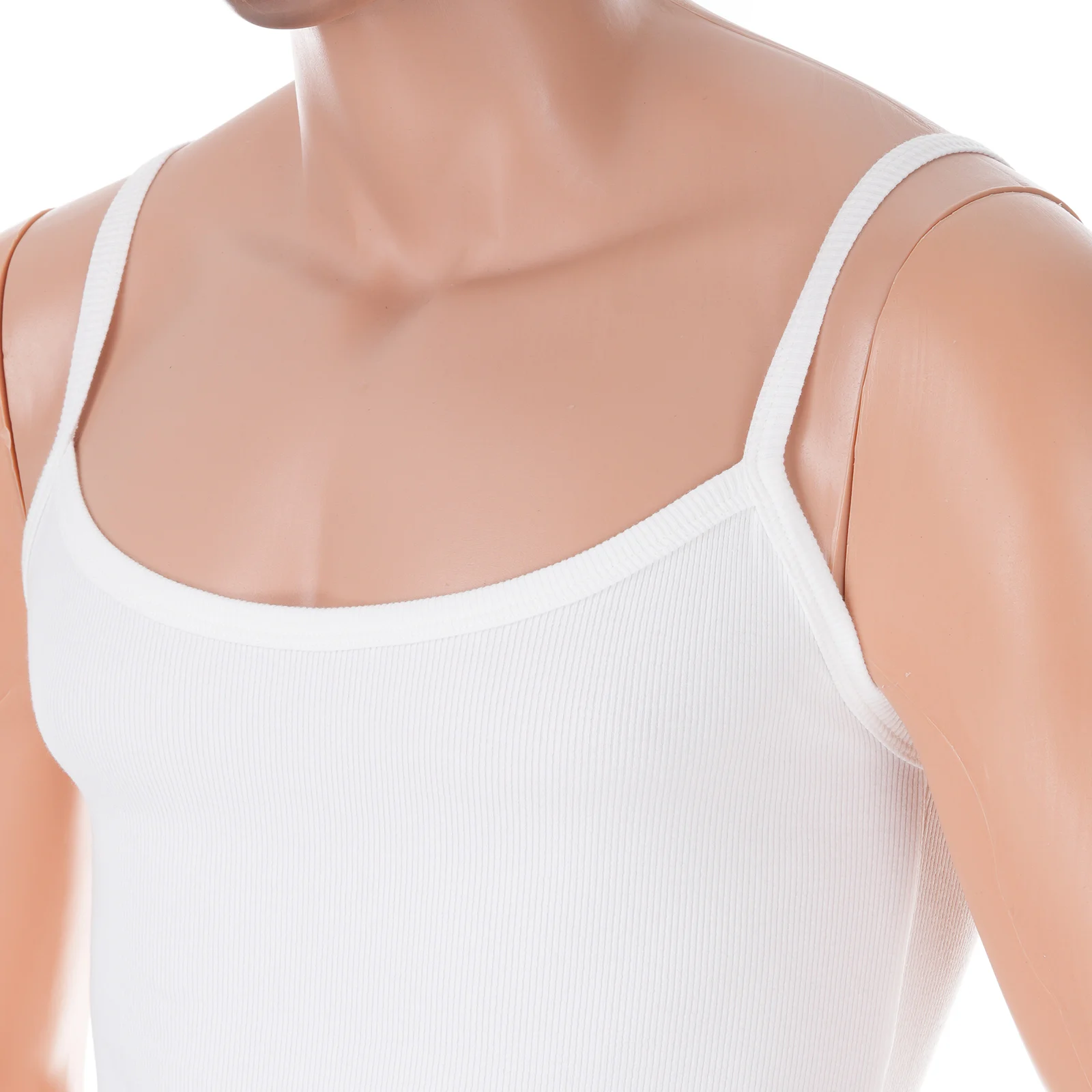 Geripptes Crop-Slip-Tanktop für Herren, Slim Fit, Spaghettiträger, ärmellose Weste, dehnbar, kurz, für den täglichen Gebrauch im Sommer, Fitness-Unterhemd – Detail 15