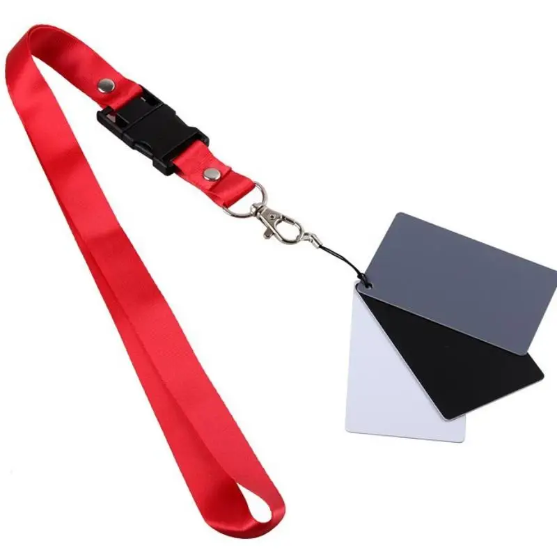 3 In1 Pocket-Size Digital White Black Grey Balance Cards 18% Gray Card With Neck Strap For Digital Photography Exposure Color