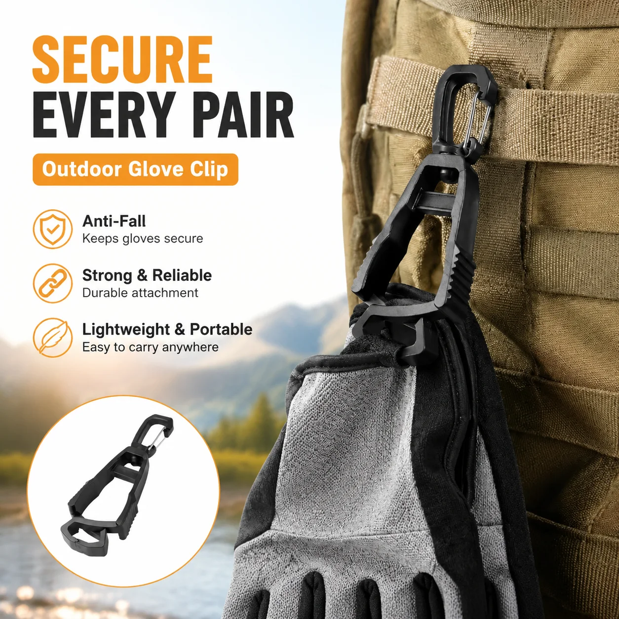 Outdoor Protective Glove Clip, Multi-Purpose Safety Work Frame Anti-Fall Strap Clip, Portable for Glove Loss Prevention, 1/2/5