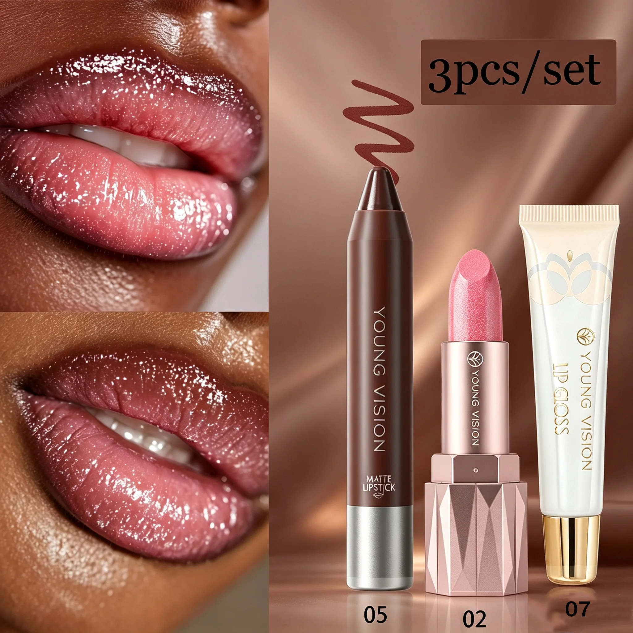 6 colors chocolate bar lipstick makeup pearl matte matte not easy to fall out matte waterproof lipstick