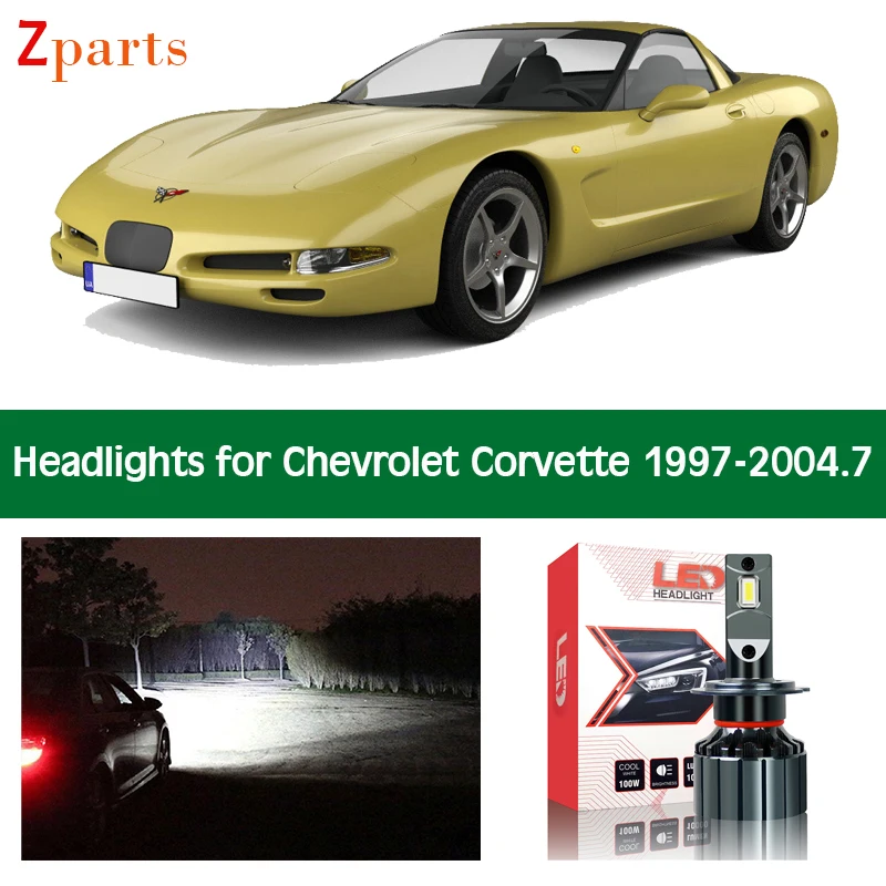 

Car LED Headlight For Chevrolet Corvette 1997 1998 1999 2000 2001 2002 2003 2004 Low High Beam Canbus Lights Lamp Accessories