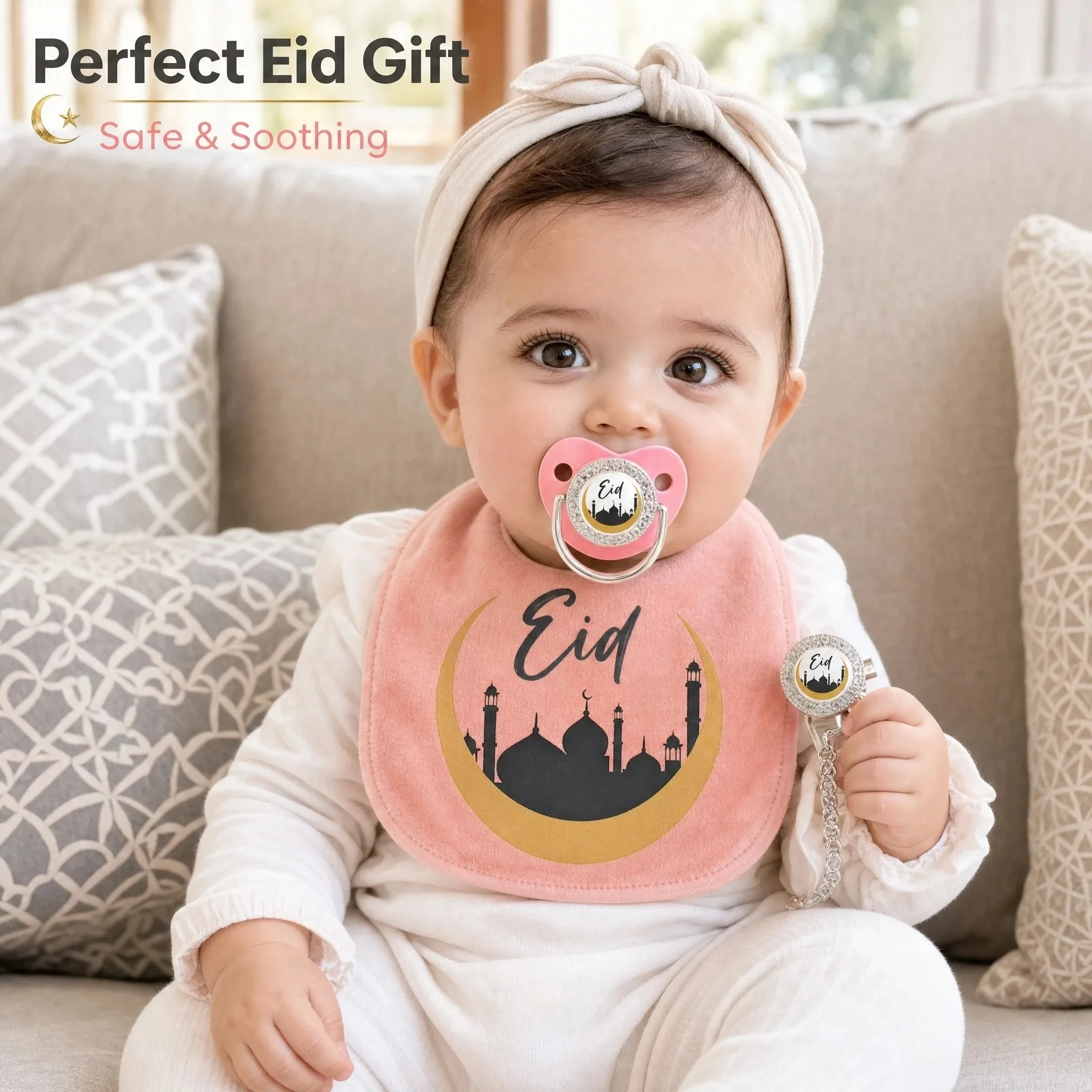 Arabesque Print Cartoon Print Infant Pacifier Pacifier Clip Soft Cotton Newborn Essentials Baby Stuff Baby Feeding Stuff