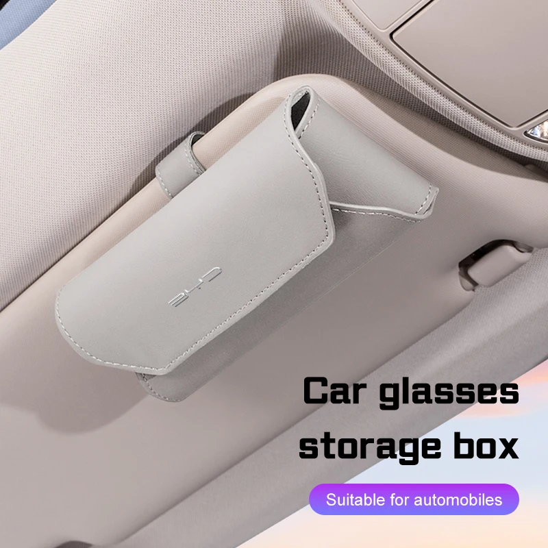 ل BYD سونغ زائد Atto 3 هان تانغ DM تشين ختم S6 S7 الجلود نظارات السيارات حالة الشمس قناع النظارات الشمسية كليب صندوق تخزين الملحقات