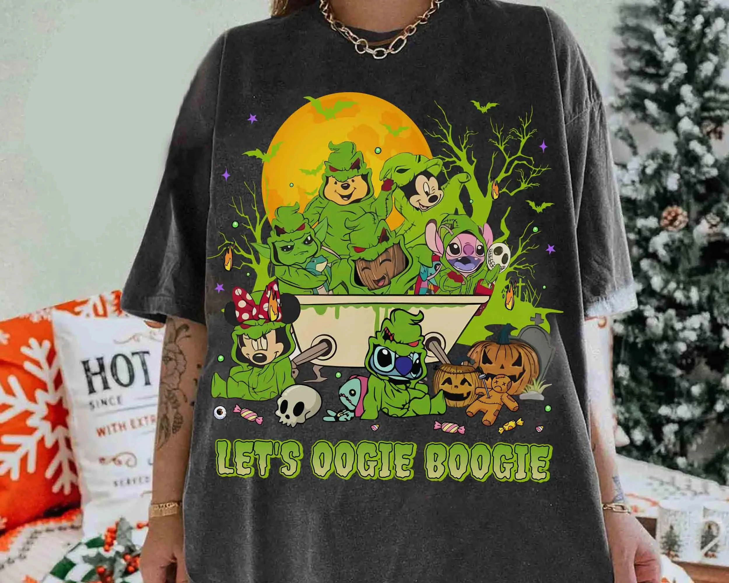 قميص ميكي ميني ستيتش أنجل دعونا Oogie Boogie للهالوين كابوس ديزني قبل عيد الميلاد