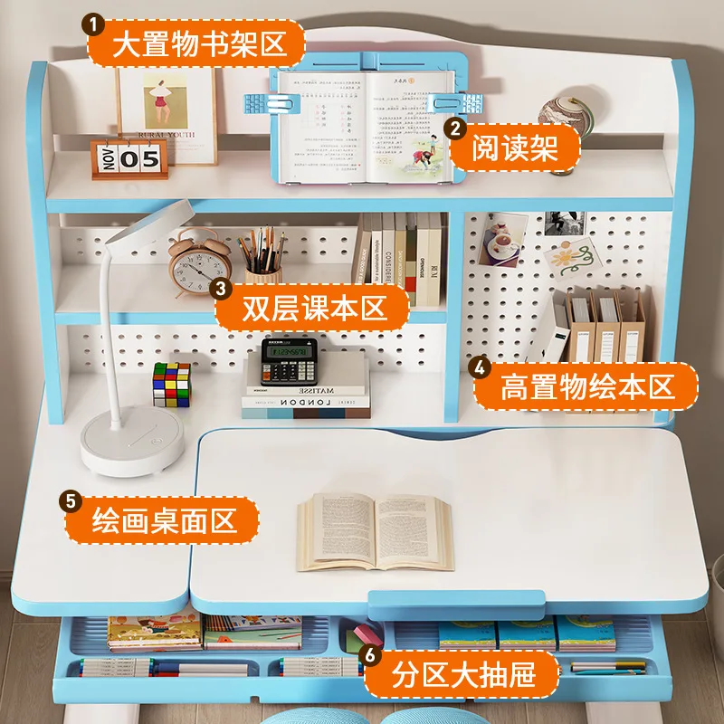 Children's study table household can be hand lifted primary school students training class writing desk school desks and chairs