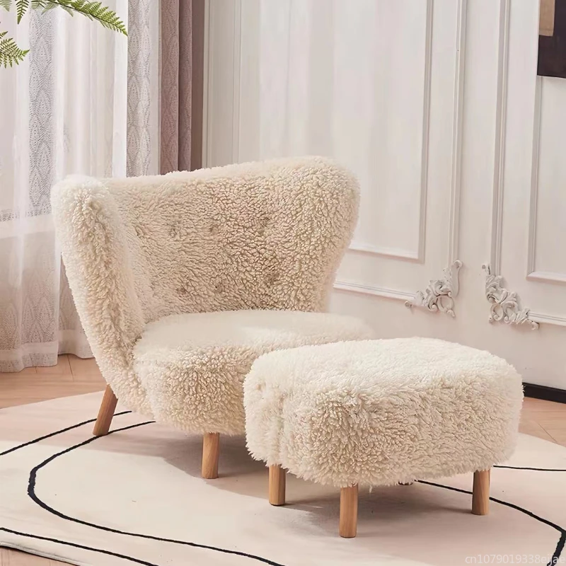 Nordic Lamb Wool Chair, Light Luxury High-end Lazy Sofa, Balcony Leisure Chair, Single Sofa Chair, Bedroom Single Chair