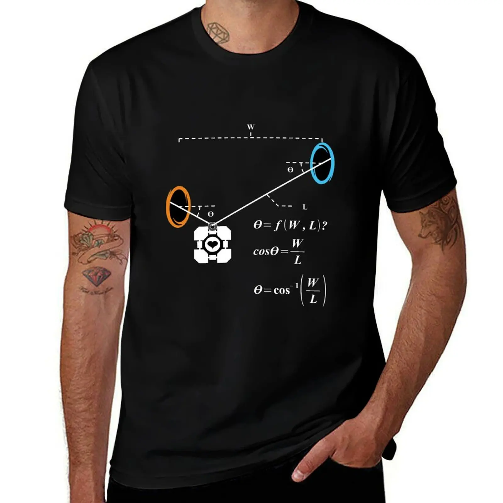Newton's 1st Law of Motion with POrtals (White) T-Shirt Moisture Wicking Quick Dry Tee