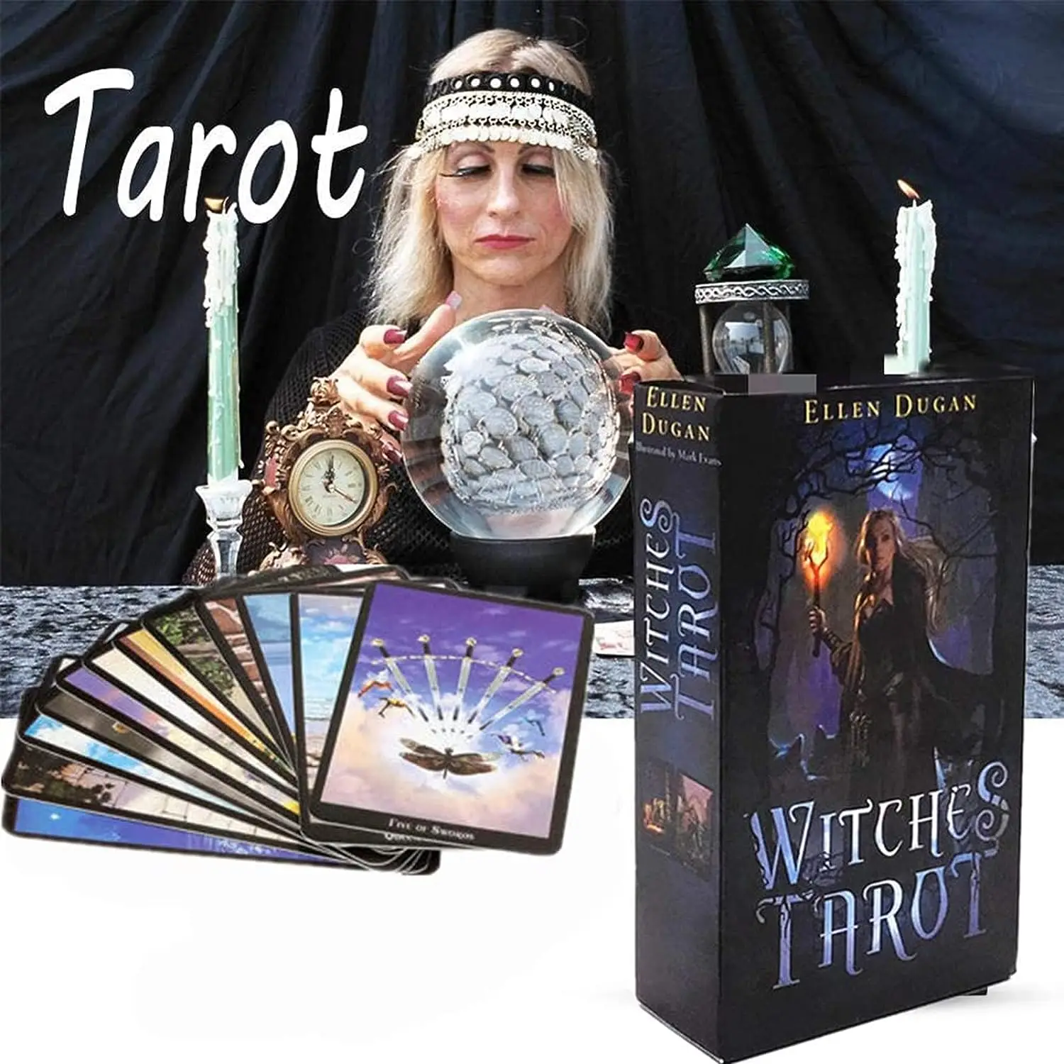 Witches Tarot 10.3x6cm 78pcs Cards With Guidebook For Party Family Friends Beginners Fortune Board Game Playing Cards Toys