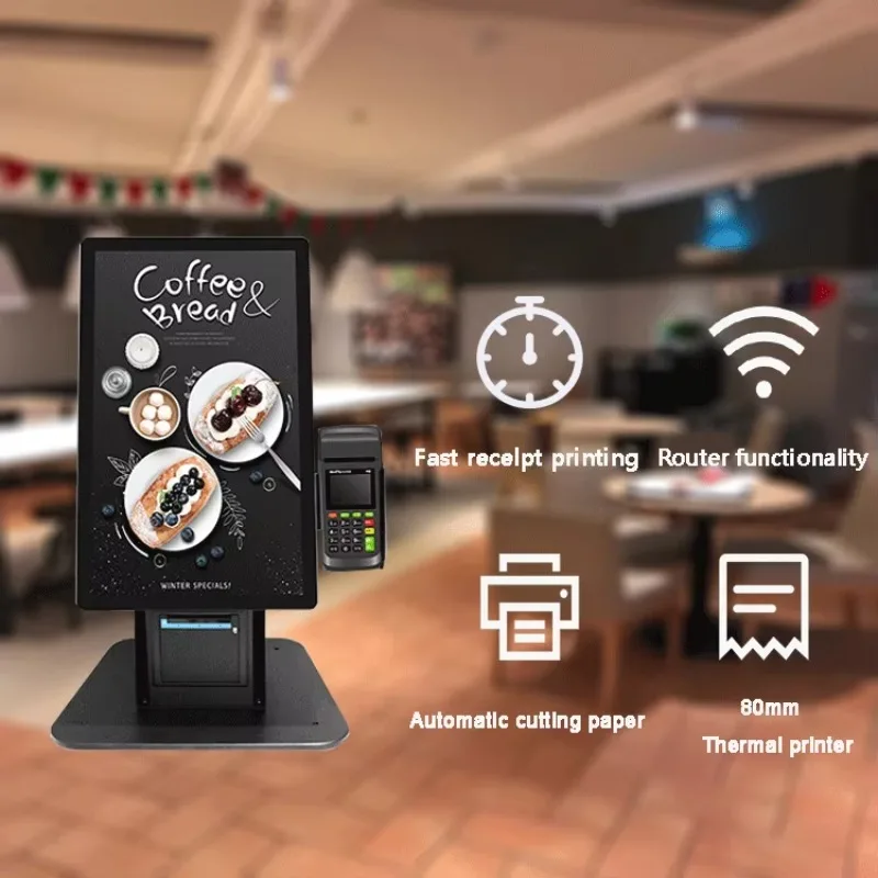 21.5 Inch HD LCD Screen Multitouch 4G Self-service Ordering Payment Kiosk in Restaurant