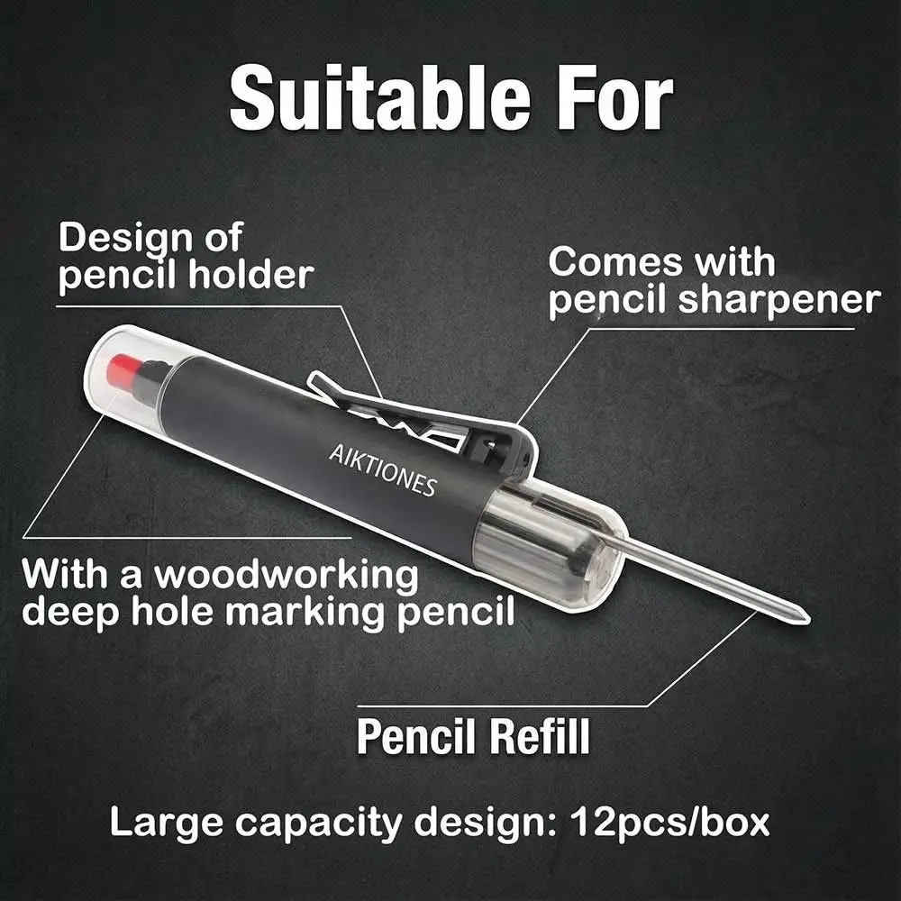 

Карандаш столярный 2,8 мм со встроенной точилкой для глубоких отверстий, для разметки, строительный, для плотницких работ