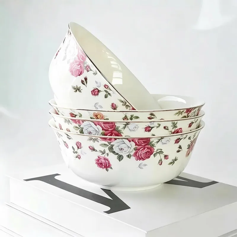 4pcs, 6inch, bone china ramen bowl, pretty bowl, porcelain bowl, ceramic tableware, lunch box, cute bowl, cereal bowl, for food