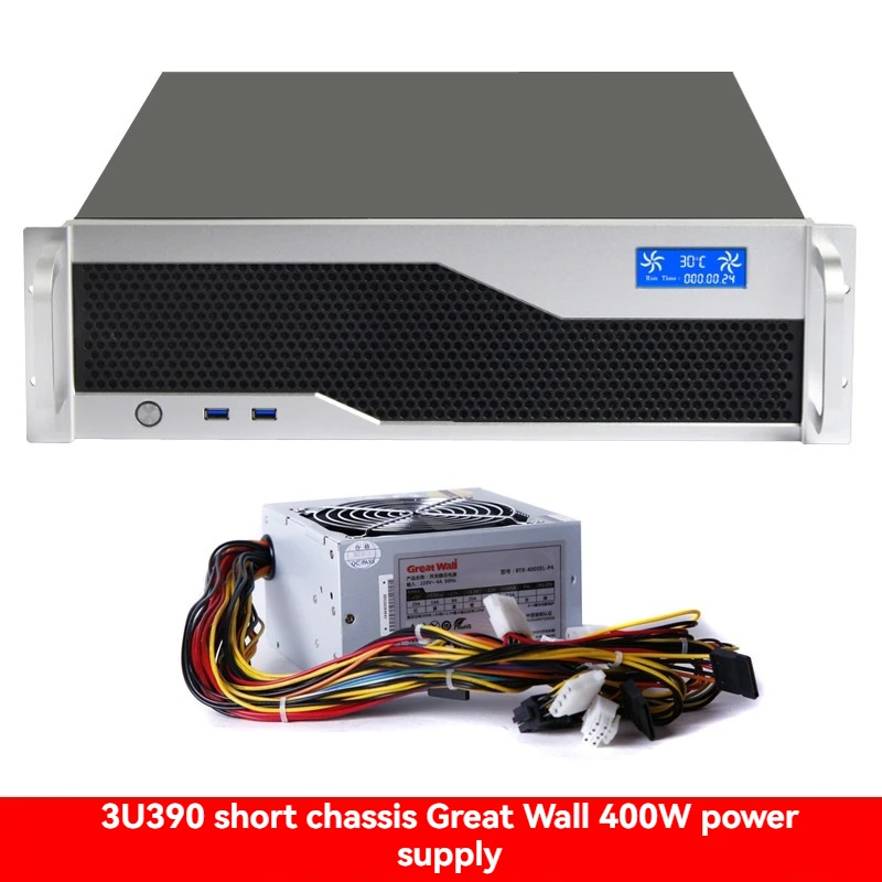 3U Chassis 400 Short Rack MATX Compact ATX Power Supply 3.0USB Temperature Control Screen Industrial Host Server