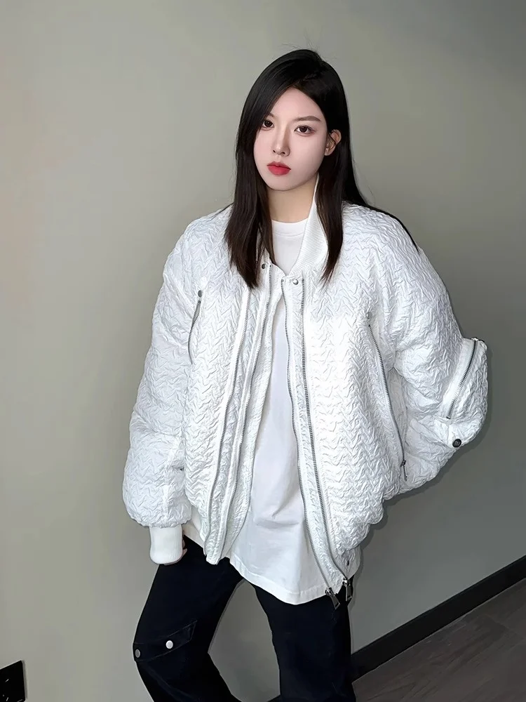 

Women's White Parka Jacket Overcoat Warm Long Sleeve Jackets Vintage Harajuku Hoodies Padded Jacket Winter 2000s Clothes Autumn