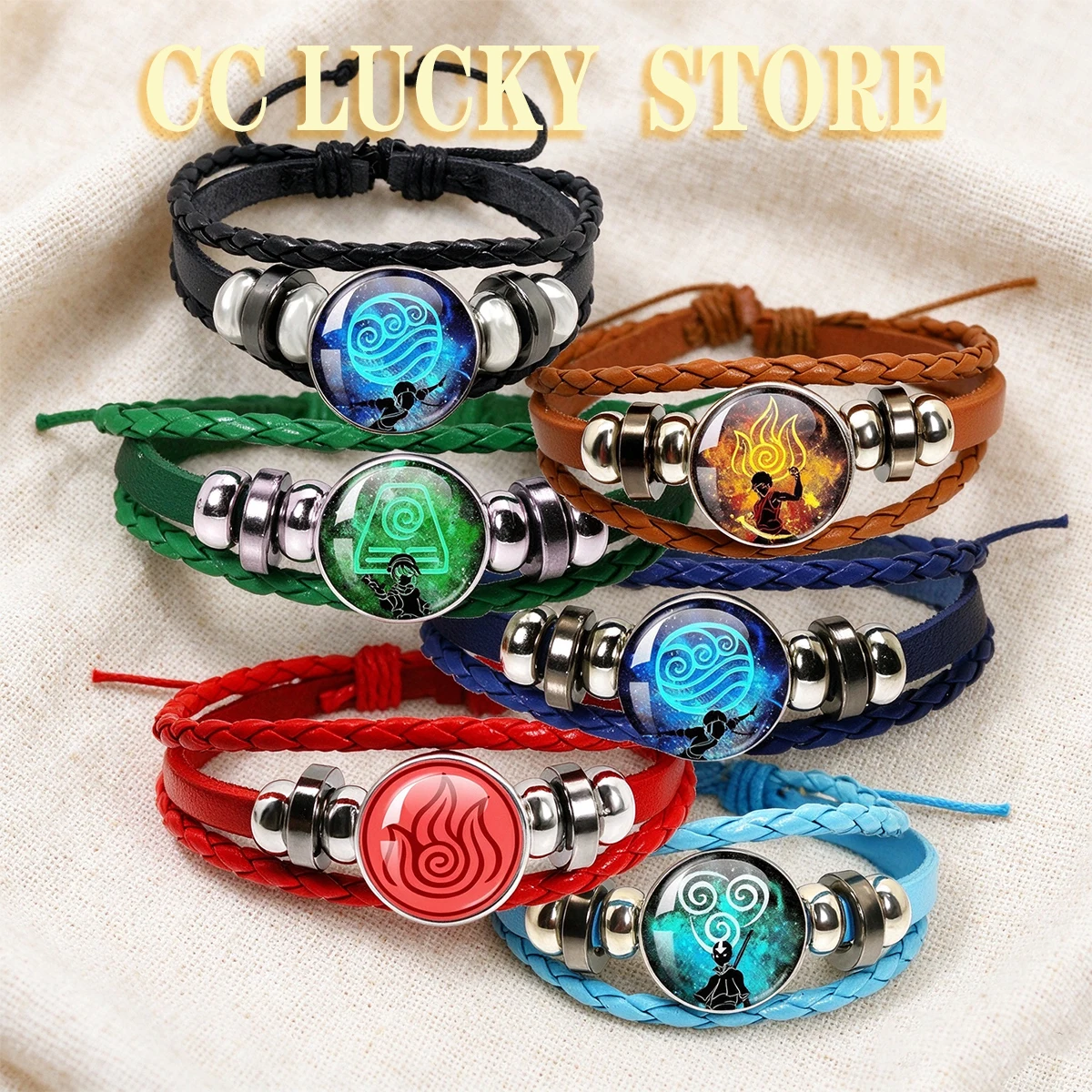 18mm Glass Cabochon Bracelet Anime The Last Airbender Fire Water Tribe Elements Of Water Earth Pendant Jewelry Accessories  Gift