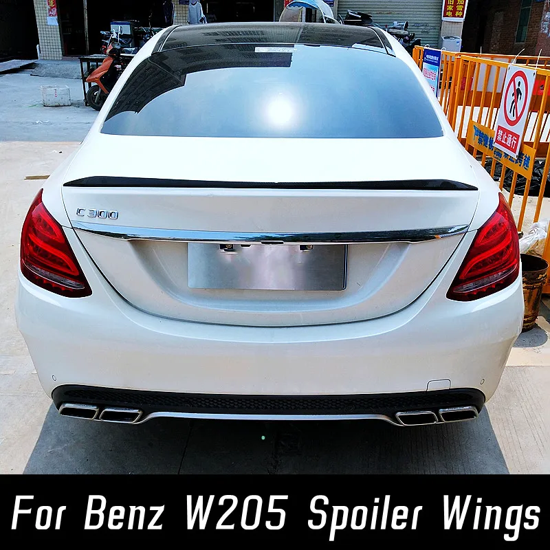 

For Mercedes Benz C Class Sedan 4 Door W205 C180 C200 C260 C300 C63 C43 2015-2021 Black Carbon Rear Trunk Lid Car Spoiler Wings