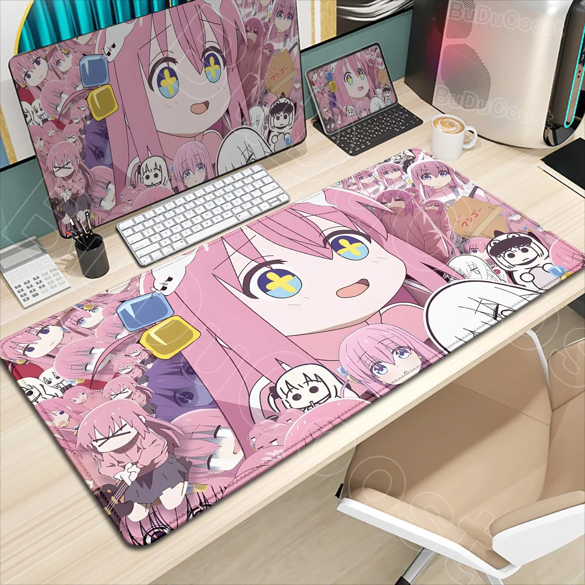 

Anime HD Print Mouse Pad Bocchi The Rock Large Gaming Mousepad Gamer Locking Edge Accessories Non-slip Rubber Computer Mouse Mat