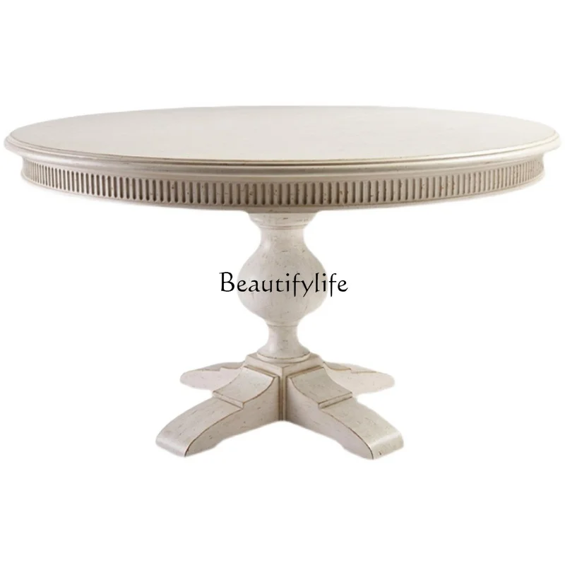 

*American rural solid wood dining table log old design European light luxury simple