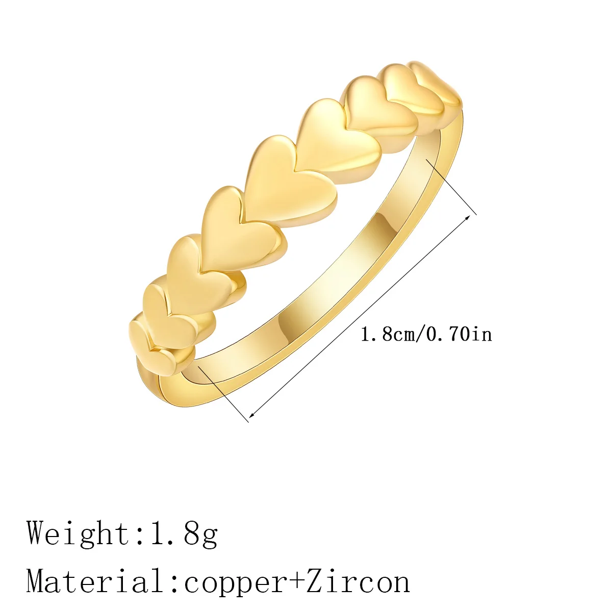 Kinitial Copper Heart to Heart Ring Infinity Heart Ring Promise Minimalist Stacking Valentines Gift For Women and Men