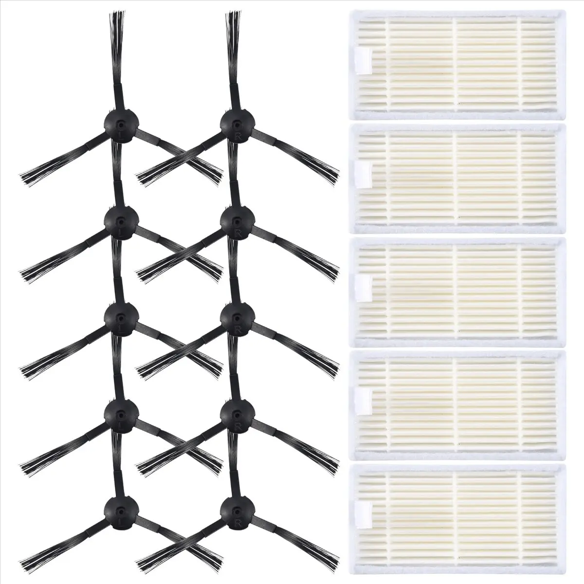 HOTITEMS Vacuum Cleaner Accessories Kit For Panda X500,Gutrend Joy90/Fun 110, Cr120/Cen540 Hepa Filter X 5Pcs + Side Brush X 10