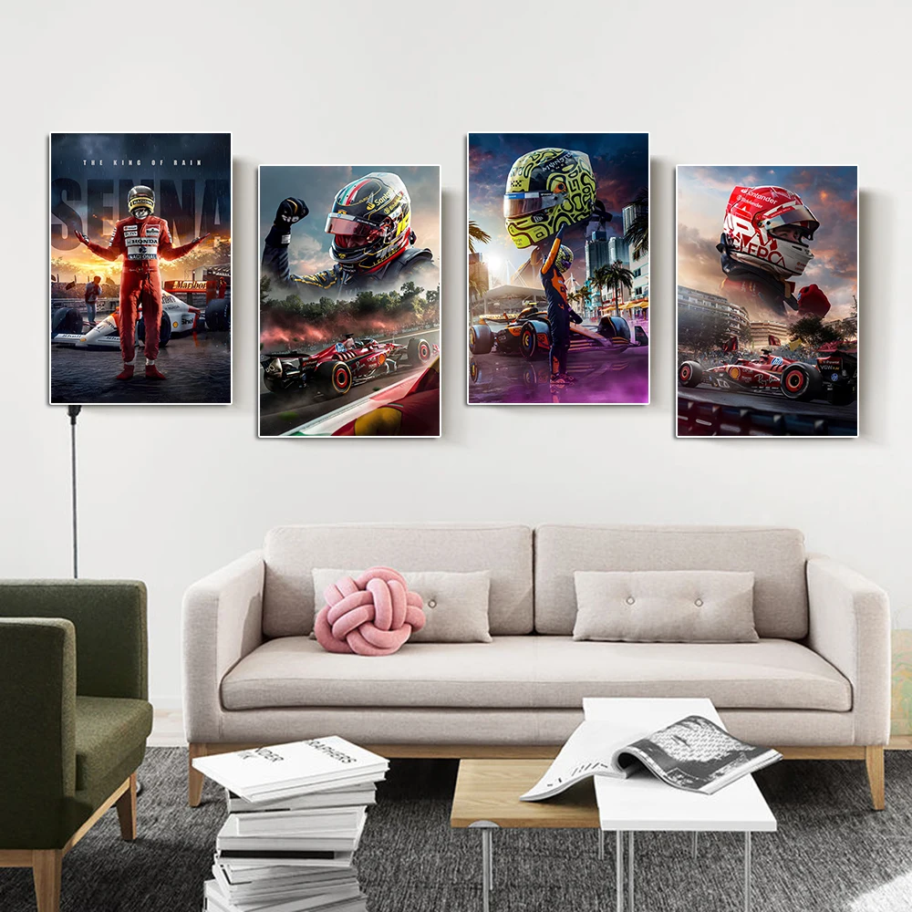Formula Grand Prix Racing Poster Racer Leclerc Graffiti Canvas Painting Championship Winner Portrait Wall Art Room Home Decor