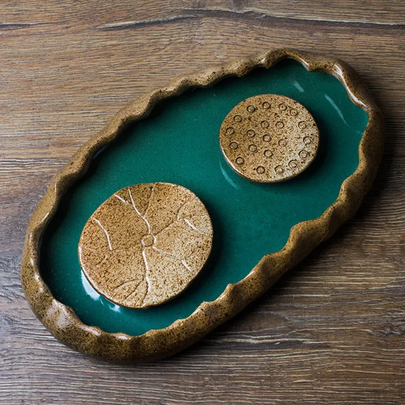 Chinese Style Tea Saucers Tray Ceramic Ceremony Teapot Water storage Heat-Insulating Teaset teaware